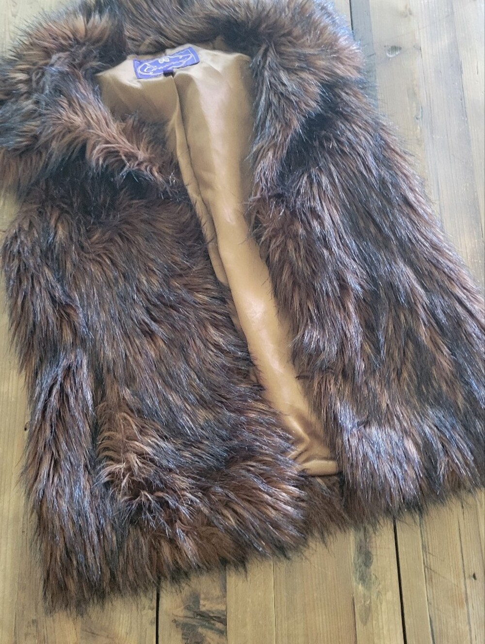 Faux Fur Brown Vest with Plush Collar